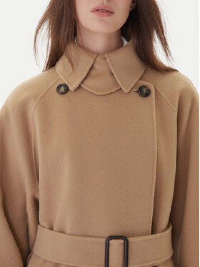 Weekend Max Mara Płaszcz wełniany Cadine 2525016022 Beżowy Regular Fit