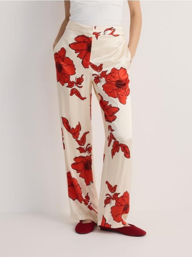 Wzorzyste spodnie z wiskozy - wielobarwny