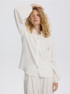 Koszula z dodatkiem lnu - złamana biel