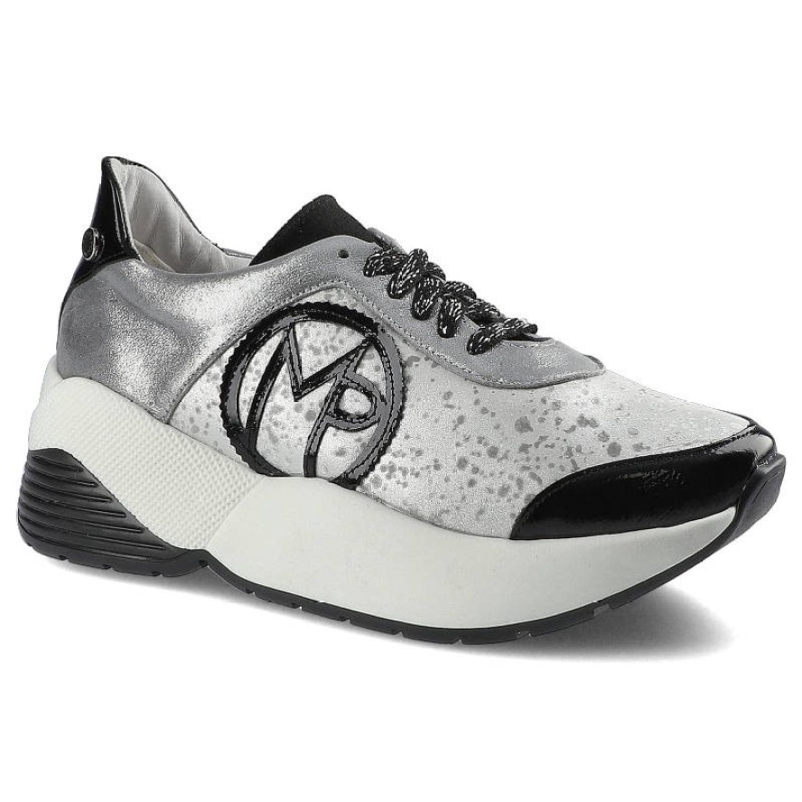 Srebrne Sneakersy Massimo Poli Damskie Modne Buty