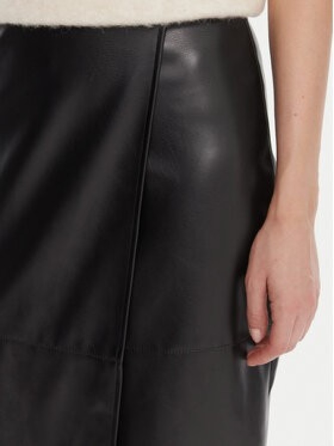 KAOS Spódnica z imitacji skóry RI1LE012 Czarny Regular Fit