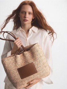 Pleciona torebka handmade - brązowy