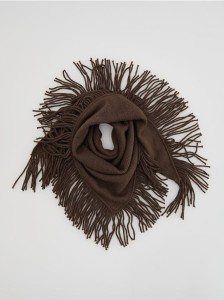 Szal z frędzlami - ciemnobrązowy