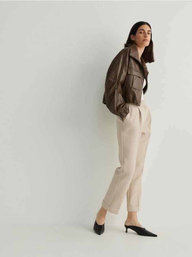 Spodnie z mankietami - beżowy