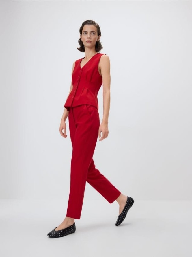 Spodnie cygaretki z wiskozą - czerwony