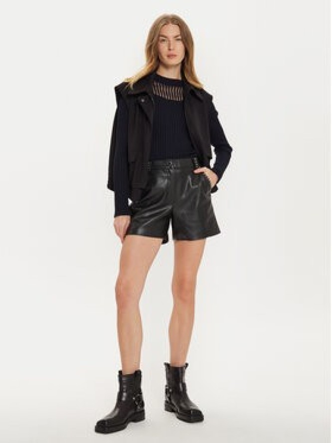 Morgan Szorty z imitacji skóry 242-SHILY Czarny Regular Fit