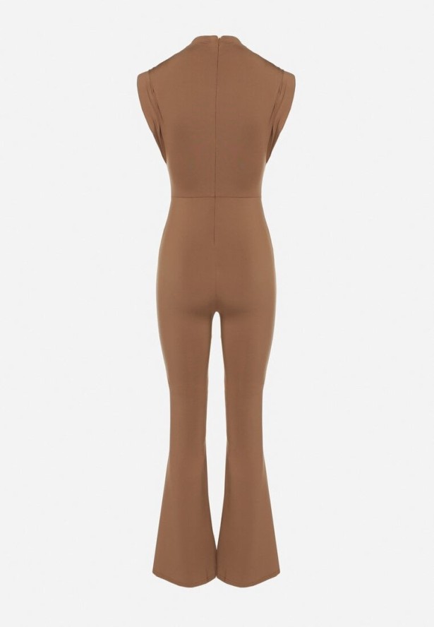 Brązowy Kombinezon z Nogawkami Flare i Podkreślonymi Ramionami Milenirea