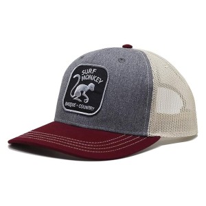 Czapka trucker - 6 paneli / Dorośli / Jeden rozmiar (Bordowy/Beżowy)
