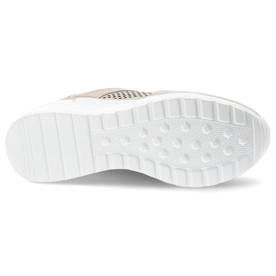 Beżowe Sneakersy S.Barski Stylowe Obuwie Damskie Na Koturnie