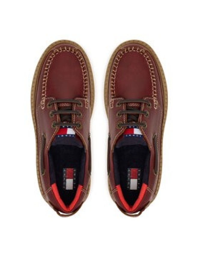 Tommy Jeans Półbuty Archive '01 Boat Shoe Leather EN0EN03003 Bordowy