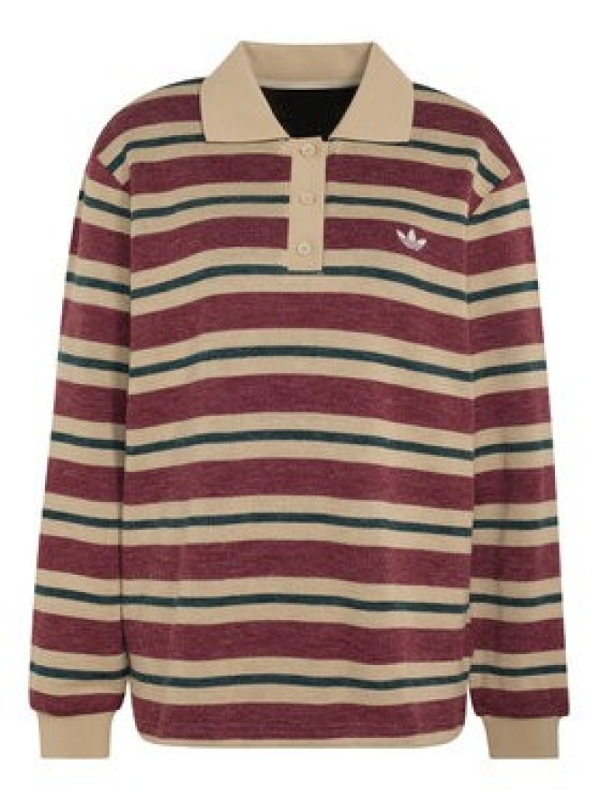 adidas Bluza Stripe Knitted Polo Top LG4083 Bordowy Regular Fit