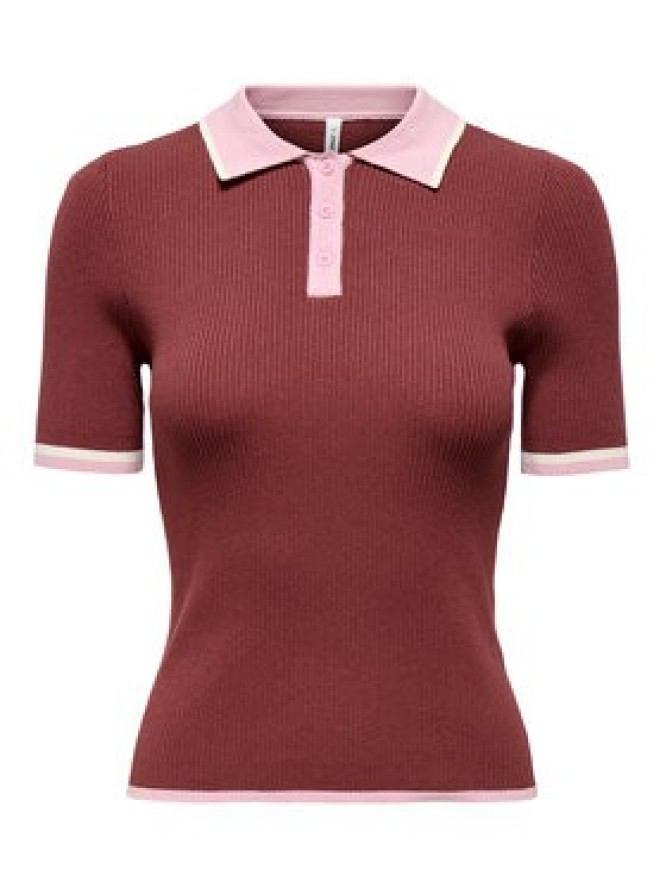 ONLY Polo Meddi 15363165 Bordowy Slim Fit