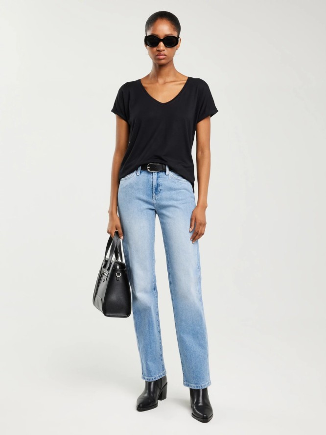 Jeansy damskie z prostą nogawką jasnoniebieskie Myrra 113