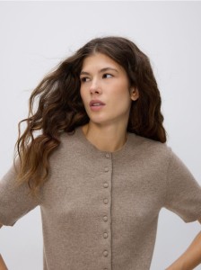 Kardigan z wełny merino - brązowy