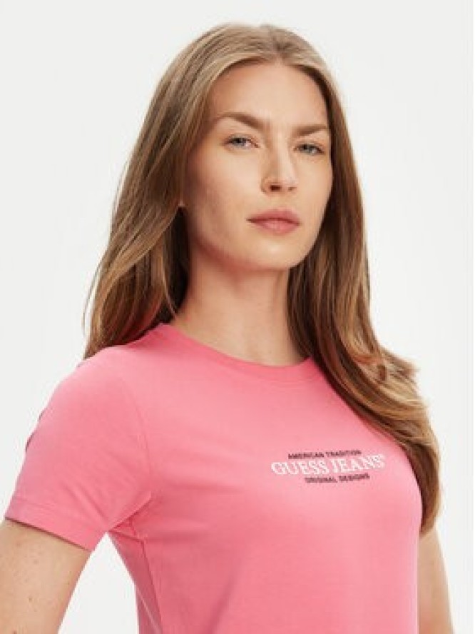 Guess Jeans T-Shirt W4YI03 J1314 Różowy Slim Fit