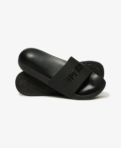 superdry Luxe Logo Pool Slide klapek basenowy z poliuretanu – Black