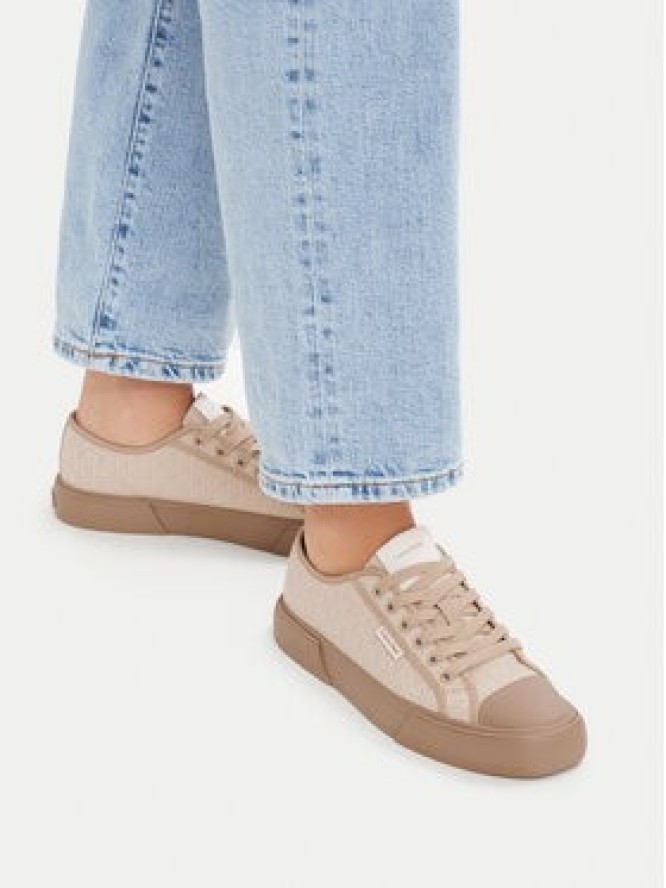 Calvin Klein Trampki Vulc Low Laceup Aop Canvas HW0HW03142 Beżowy