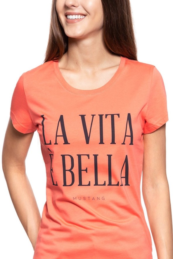MUSTANG T SHIRT DAMSKI Alexia C Print Persimmon 1009053 8139