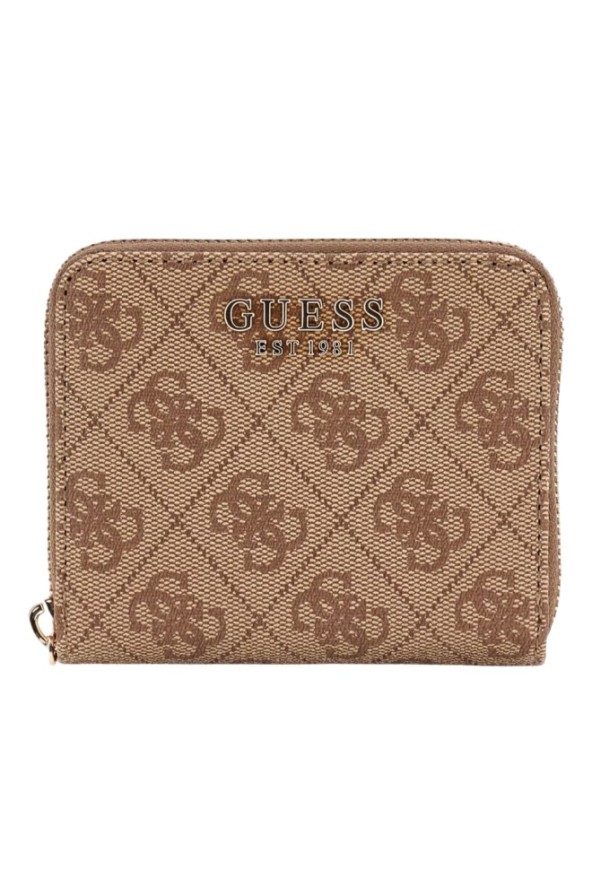 GUESS Beżowy mały portfel damski Laurel