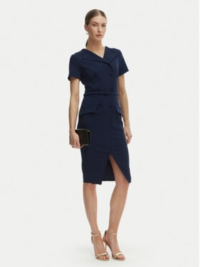 Rinascimento Sukienka koktajlowa CFC0127893003 Granatowy Slim Fit