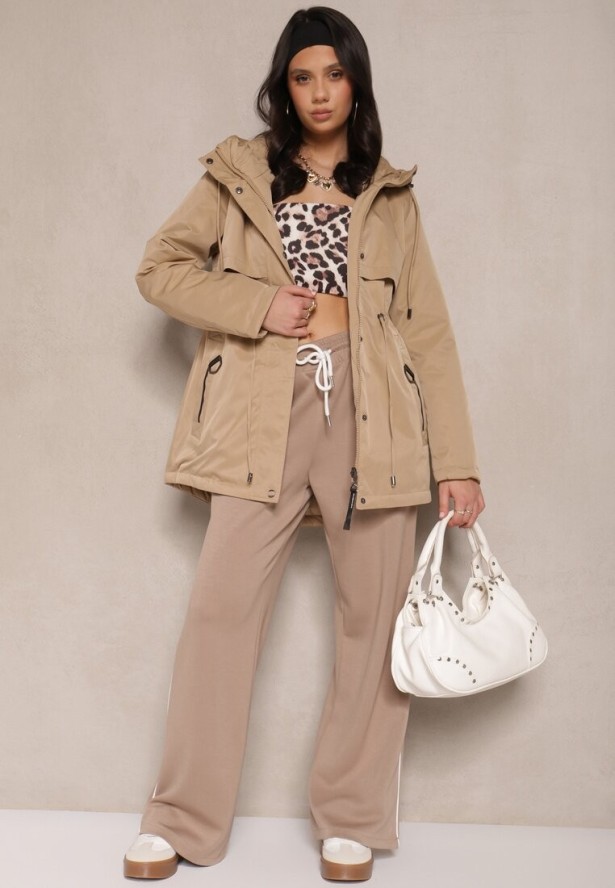 Ciemnobeżowa Dwustronna Kurtka o Fasonie Parki Tarisen