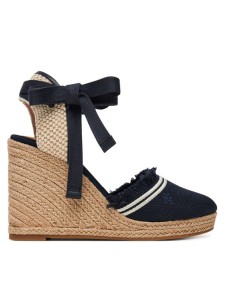 Tommy Hilfiger Espadryle Fringe Canvas High Wedge FW0FW08878 Granatowy