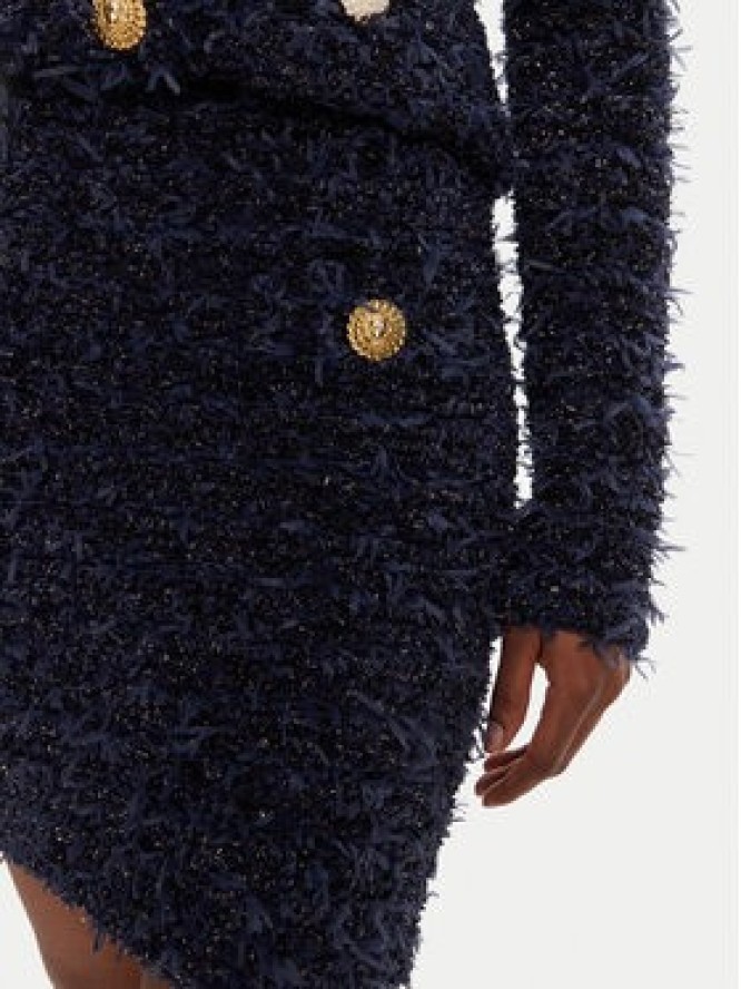 Balmain Spódnica mini DF0LB015KH74 Granatowy Regular Fit
