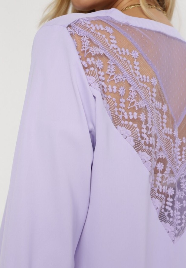 Fioletowa Bluzka z Haftem Destyn