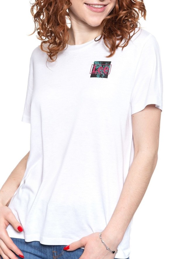 LEE RELAXED FIT TEE DAMSKI T-SHIRT KOSZULKA LOGO BRIGHT WHITE L40CBWLJ 112108494