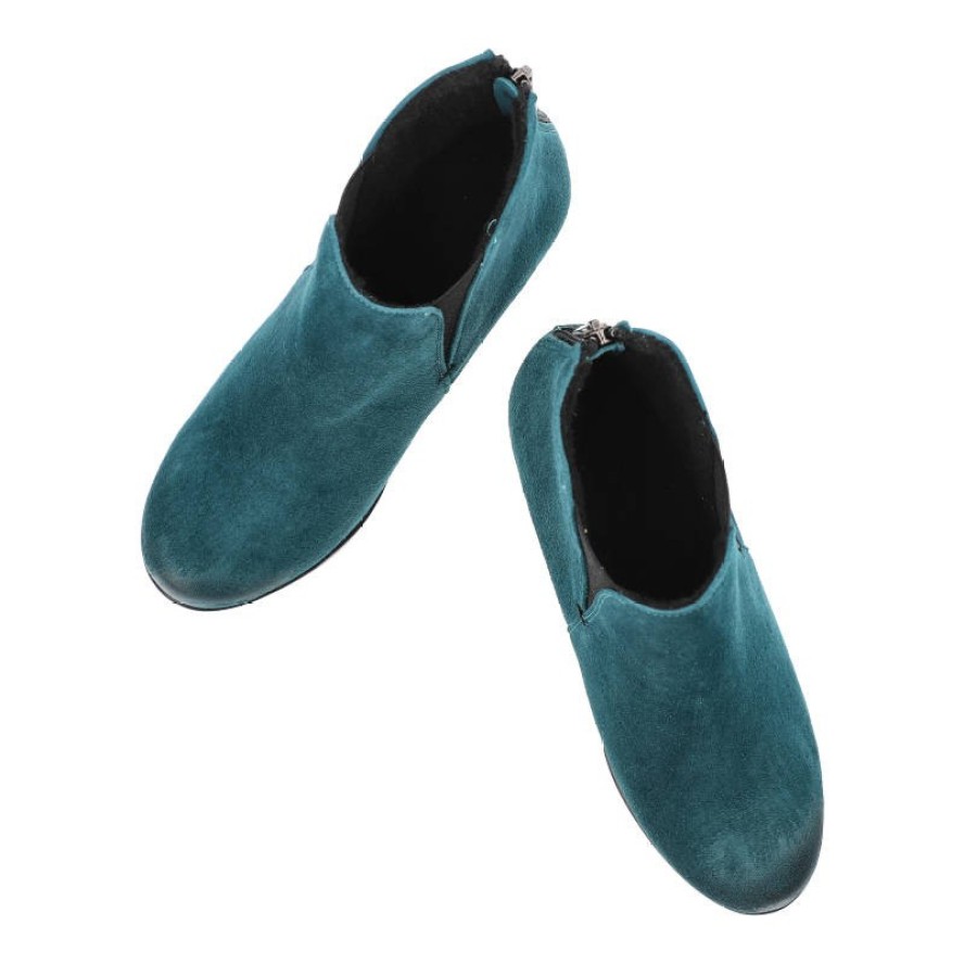 Niebieskie Botki Karino Damskie Buty Na Koturnie