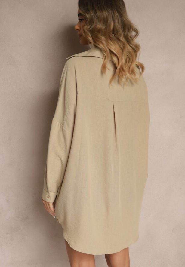Beżowa Koszula o Fasonie Oversize w Klasycznym Stylu Marionera