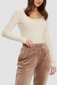 GUESS Beżowy damski longsleeve Colette, Rozmiar M