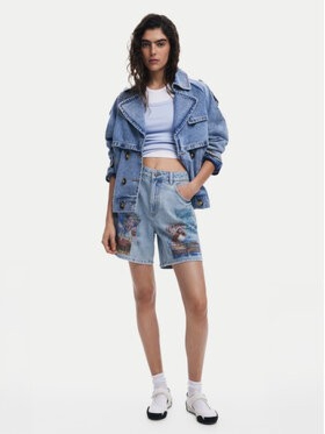 Desigual Szorty jeansowe Inidan 25SWDD24 Niebieski Straight Fit