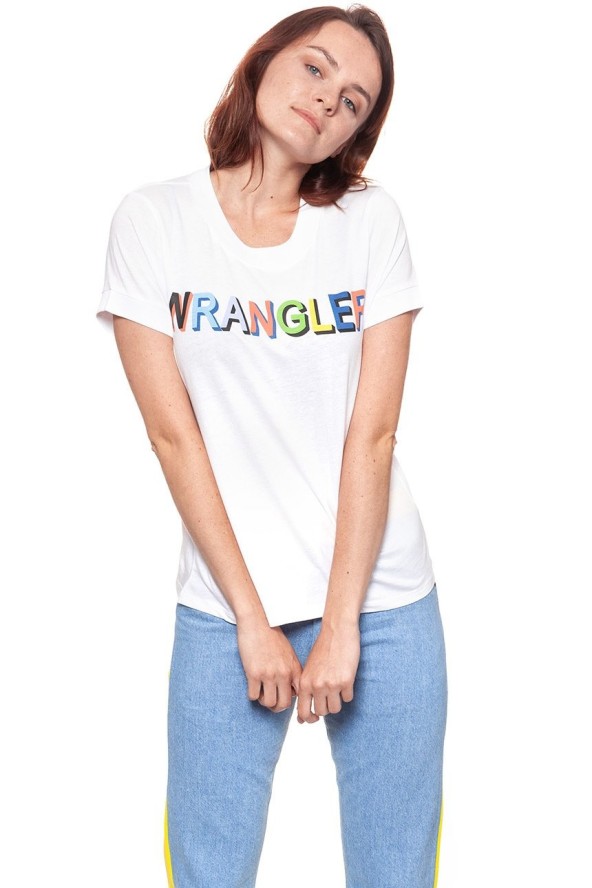WRANGLER T SHIRT DAMSKI T-SHIRTS 80´S TEE WHITE W7010EV12 112130877