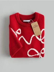 Sweter z kokardkami - czerwony