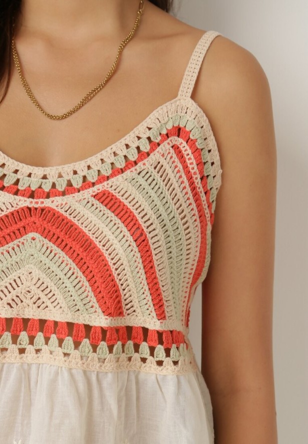 Beżowo-Pomarańczowy Top Rhaedone