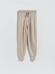Wełniane spodnie z dodatkiem kaszmiru - beżowy
