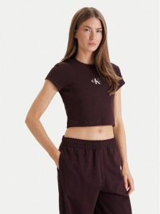 Calvin Klein Jeans T-Shirt LV047AB802 Brązowy Slim Fit