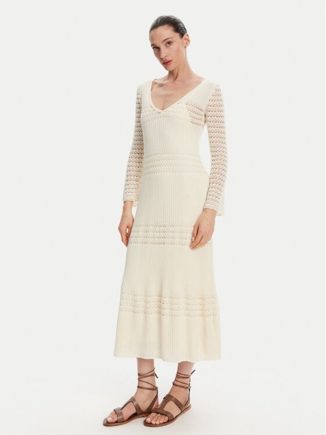 Pepe Jeans Sukienka dzianinowa Paulina PL953712 Beżowy Slim Fit