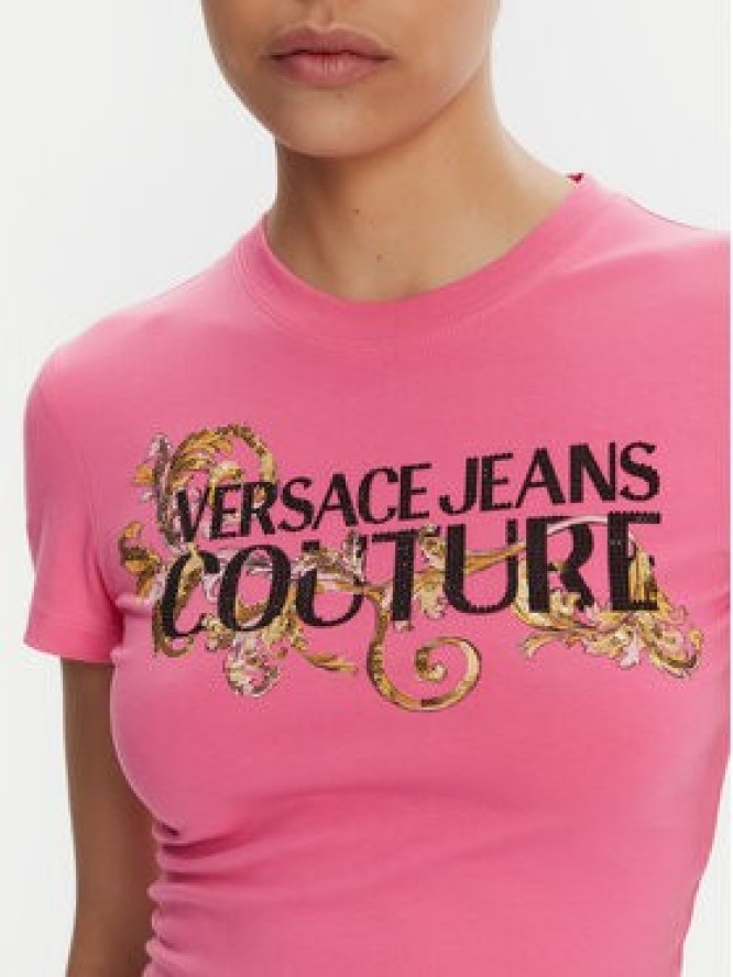Versace Jeans Couture T-Shirt 78HAHC05 Różowy Slim Fit
