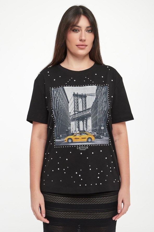 T-shirt damski z nadrukiem TWINSET ACTITUDE