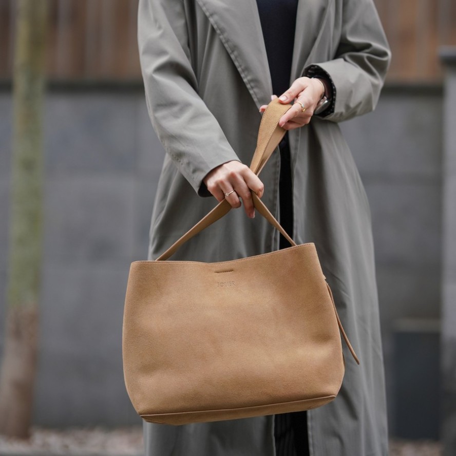 Shopperka skórzana Solier FL38 Sienna beżowa