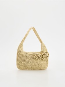 Pleciona torebka na ramię - kremowy