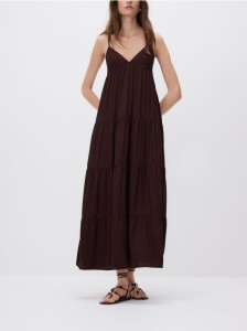 Sukienka maxi z wiskozy - brązowy