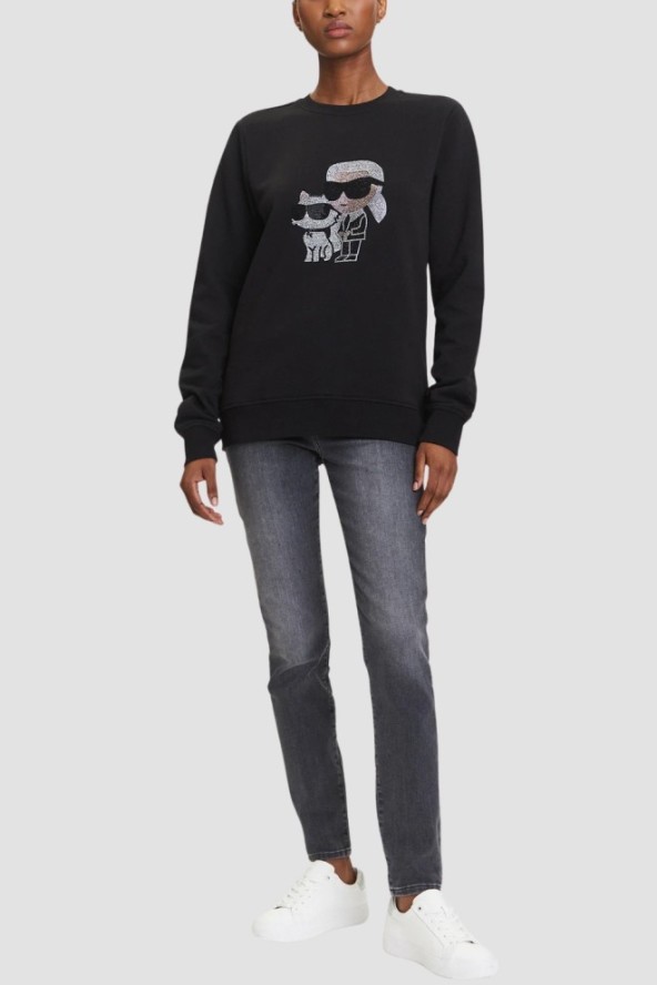 KARL LAGERFELD Czarna damska bluza z cyrkoniami Ikon Rs Duo, Rozmiar M