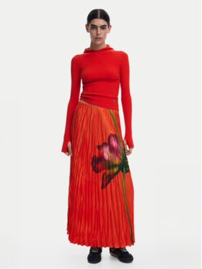 Desigual Spódnica plisowana Follet 25SWFW06 Pomarańczowy Regular Fit