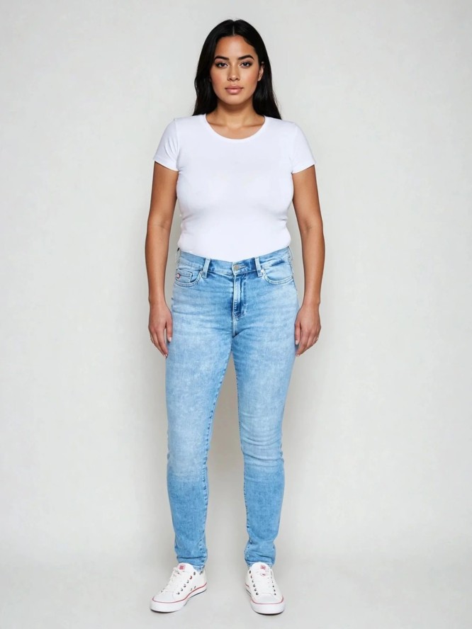 Jeansy damskie skinny marmurkowe jasnoniebieskie Adela 138