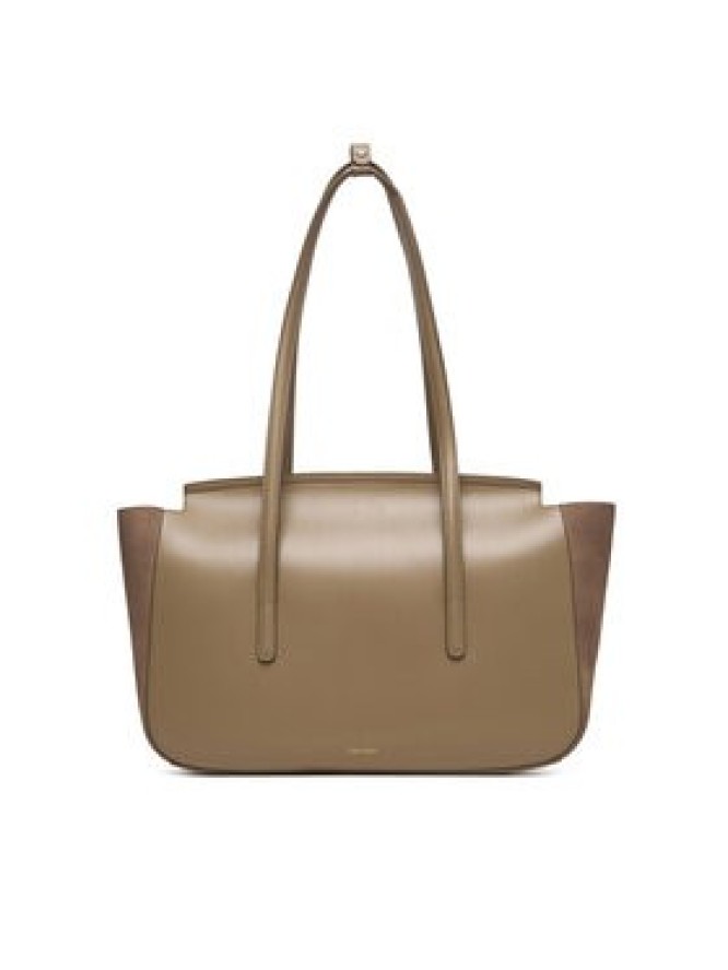 Calvin Klein Torebka Hardware Brushed Flap Tote Bag LV04F3336G Beżowy