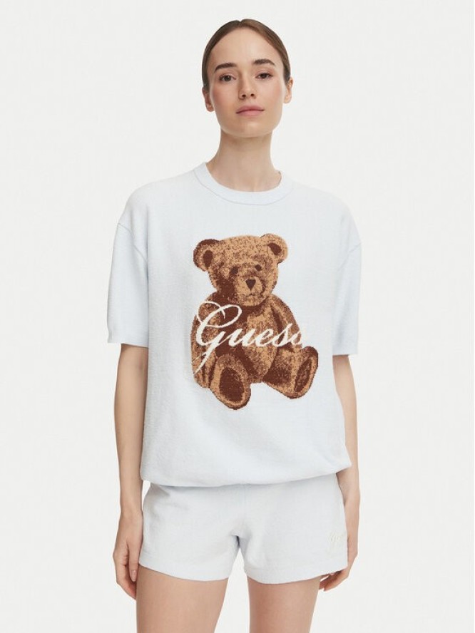Guess T-Shirt O6BR03 Z1145 Niebieski jasny Regular Fit