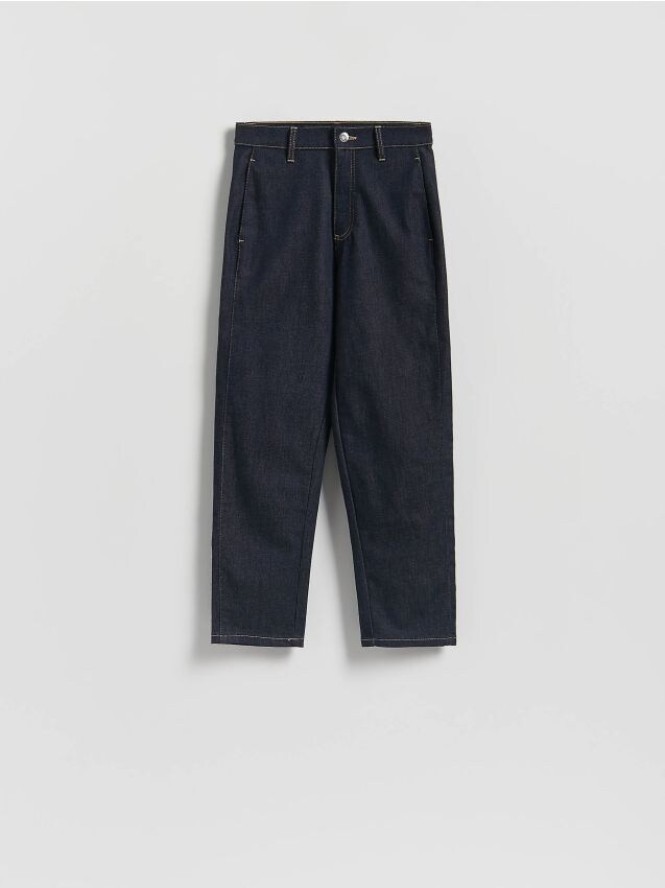 Jeansy chino slim fit - granatowy